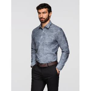 Ombre Clothing Класическа мъжка фланелена памучна риза с цветя - сива V3 K701 Ombre Clothing Ombre Clothing | Siv | МЪЖЕ | S