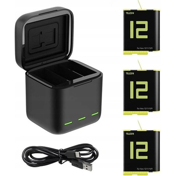 Telesin 3-slot nabíječka + 3 baterie set pro GoPro Hero 9/10/11 GP-BnC-902-B