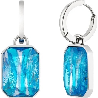 Preciosa ocelové náušnice kruhy s ručně mačkanými kameny českého křišťálu Preciosa Ocean Aqua 7445 67