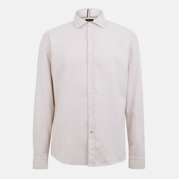 HUGO BOSS Men's Liam Spread C Plain Long-Sleeve Shirt - White