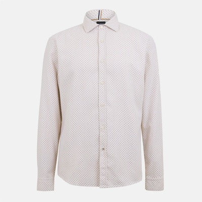 HUGO BOSS Men's Liam Spread C Plain Long-Sleeve Shirt - White