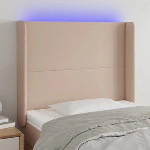 vidaXL LED горна табла за легло, капучино, 103x16x118/128 см (3123857)