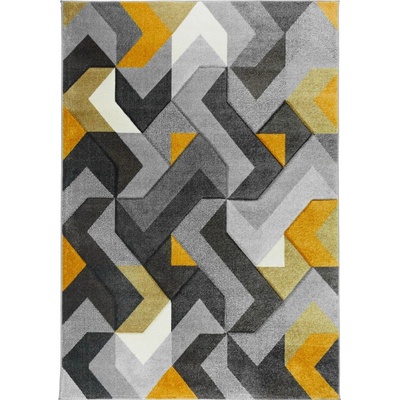 Flair Rugs Hand Carved Aurora Grey/Ochre Žlutá