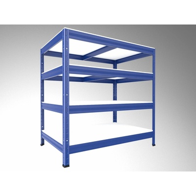 Biedrax Regál do technickej miestnosti 60 x 75 x 90 cm, modrý, 4 police biele lamino 12mm, 200 kg na policu