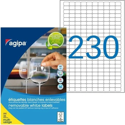 Etikety univerzálne odnímateľné 18x12mm Agipa A4 25 hárkov