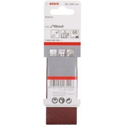 Bosch Sada brusných pásů, 3dílná 40 x 305 mm, 60 Vario 2608606206