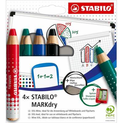 Stabilo Křídy Stabilo MARKdry (+ ořezávátko a hadřík) 4 barvy