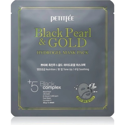 Petitfée Black Pearl & Gold интензивна хидрогелна маска с 24 каратово злато 32 гр