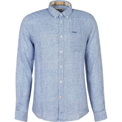 Barbour lněná košile button-down Linton navy