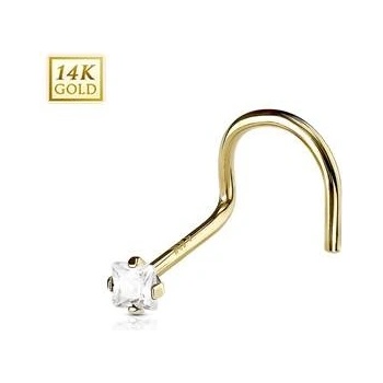 Šperky4U zlatý piercing do nosu čirý zirkon ZL01114C-YG