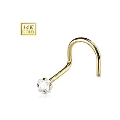 Šperky4U zlatý piercing do nosu čirý zirkon ZL01114C-YG