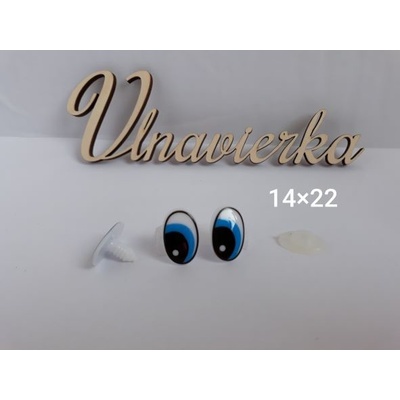 Ovalne Oči 14*22mm bielá modrá