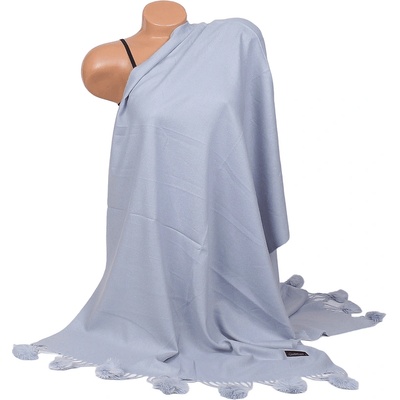 Кашмирен шал в сиво с ефектни пухчета