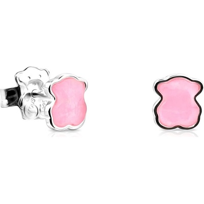 Tous stříbrné medvídkové náušnice s růžovým křemenem Icon Color 815433610