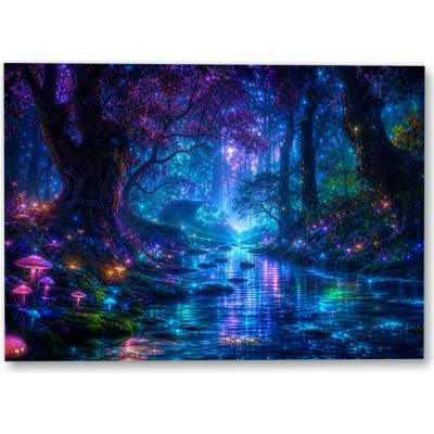 Plakát – Zářící lesní potok 105 × 75 cm Bez rámu Ano Bez rámu