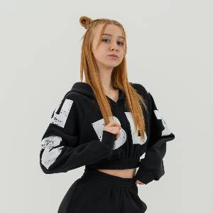 NEBBIA Дамски суичър Muscle Mommy Cropped Hoodie Black XS