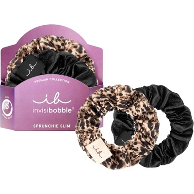 Ozdobné špirálové gumičky Invisibobble Sprunchie Slim Premium Leo is the New Black - 2 ks