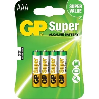 GP Batteries Алкална батерия gp super lr03 aaa, 4 бр. в опаковка / блистер, 1.5v, gp-ba-24a21-sb4 (gp-ba-24a21-sb4)