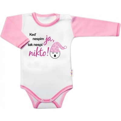 Baby Nellys Body dlouhý rukáv s vtipným textem Baby Nellys Keď nespím ja tak nespí nikto holka