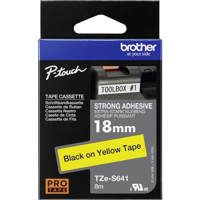 etikety Brother TZe, TZ TZe-S641 PET Farba pásky: žltá Farba písma:čierna 18 mm 8 m