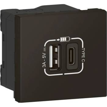 Legrand Розетка 2хUSB за зареждане тип A+C 3A 15W 2 мод. цвят Черен Mosaic - 079193L (079193L)