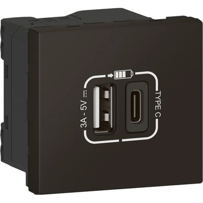 Legrand Розетка 2хUSB за зареждане тип A+C 3A 15W 2 мод. цвят Черен Mosaic - 079193L (079193L)