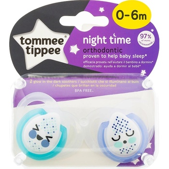 Tommee Tippee C2N silikón Night 2ks 0-6m modrá