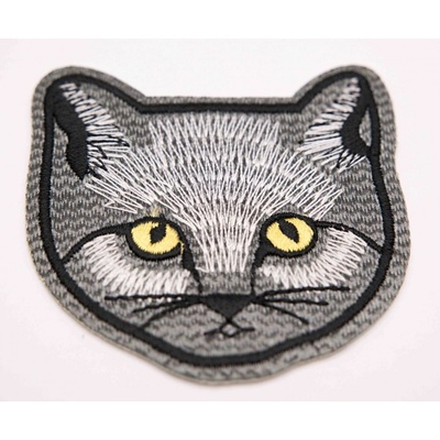 Nažehľovacia záplata - mačka šedá - rozmer 5 cm x 5 cm