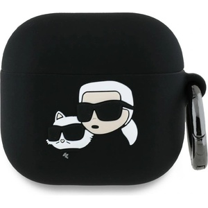 Karl Lagerfeld Калъф за Apple AirPods 4 - Karl Lagerfeld Silicone Karl&Chaupette Head 3D (KLA4RUNKCHK) - Черен