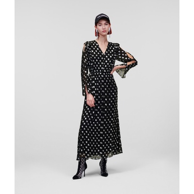 Karl Lagerfeld Metallic Monogram Dress hnedá
