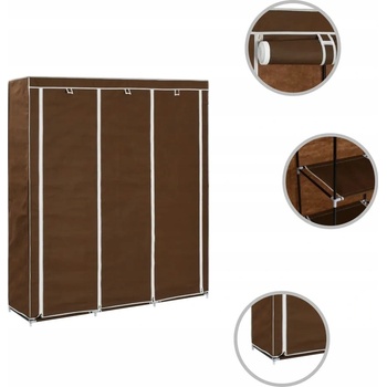 Vidaxl 282454 Wardrobe with Compartments and Rods Brown 150x45x175 cm Fabric
