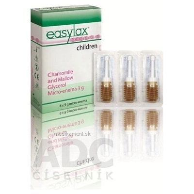 EASYLAX Mikroklystír pre deti glycerín rumanček a slez 6 x 3 g