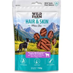 WILD FARM Hair & Skin Mini Stix с агнешко + магданоз, тиква, масло от сьомга 150 г