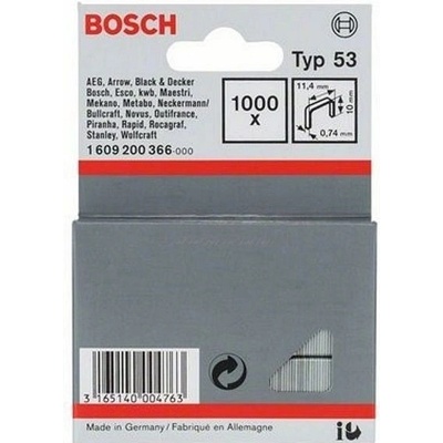 Sponky do sponkovaček Bosch PTK 3,6 LI, PTK 14 E Duotac, HT 14 a HMT 57 - 10x0.74x11.4mm, 1000ks, typ 53 (1609200366)