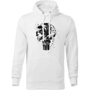 DRAGOWA мъжки суитшърт с качулка Frank the Punisher, бял, 320г/м2 (11461)