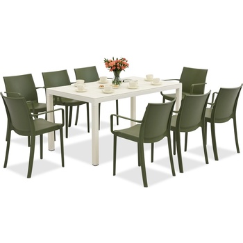 BICA Комплект градински мебели King/Victoria в бяло и зелено за 8 души Bica (BC440BL-8xBC351ZIE)