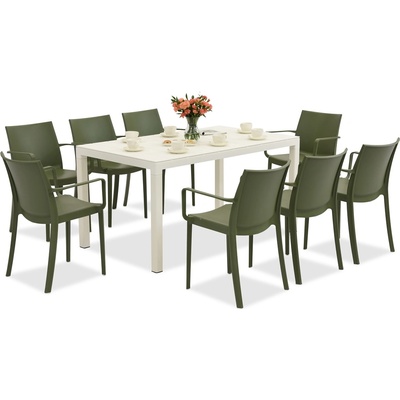 BICA Комплект градински мебели King/Victoria в бяло и зелено за 8 души Bica (BC440BL-8xBC351ZIE)