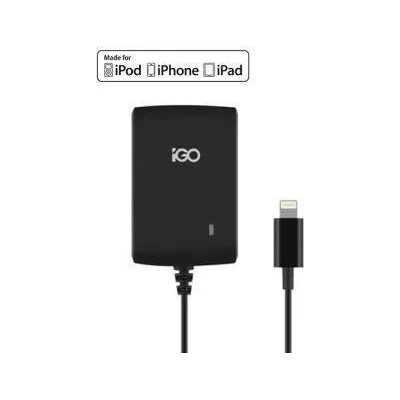 iGO Сертифицирано Зарядно за iPhone и iPad, iGo 220v 2.4a Cable Lightning MFI, Черен (PS00342-0002)