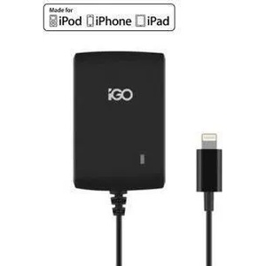iGO Сертифицирано Зарядно за iPhone и iPad, iGo 220v 2.4a Cable Lightning MFI, Черен (PS00342-0002)