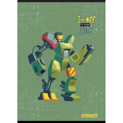 STREET Тетрадка с телчета А4, 40 листа, широки редове, БГ, Robots (30855-А-ROBOTS)