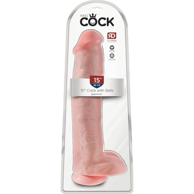 King Cock 15 prísavný dildo so semenníkmi 38 cm naturálny