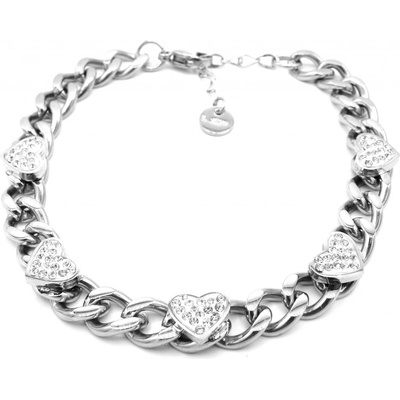 Steel Jewelry náramek srdce s kamínky z chirurgické oceli NR220257