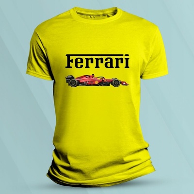 Sandratex Bavlněné dětské tričko Ferrari F1 Žlutá – Sleviste.cz