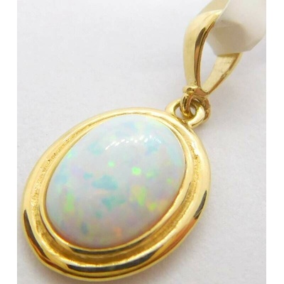Klenoty Budín Dámský zlatý přívěsek oválek s velkým bílým opálem ZP0070SJ70 9500