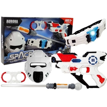 Lean Toys súprava vesmírnych zbraní s maskou biela