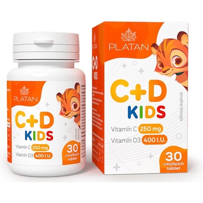 Platan Vitamín C + Vitamín D 30 cmúľacích tabliet
