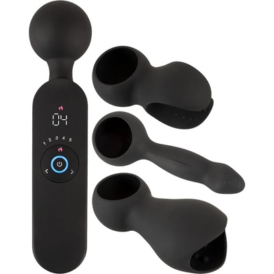 Couples Choice Wand Vibrator with 3 Attachments Black