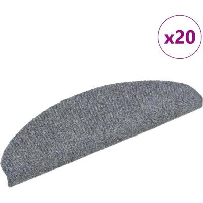 vidaXL Самозалепващи се постелки за стълби, 20 бр. , 65x21x4 см, светлосиви, полукръгли, големи (3365646)