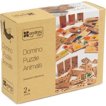 ANDREU Toys Детска дървена игра Andreu toys - Домино-пъзел, животни (16113)