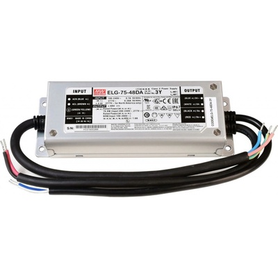 Meanwell napájení DIM, CV. ELG-75-48DA konstantní napětí 0-1600 mA IP67 stmívatelné 48V DC 75,00 W 872118